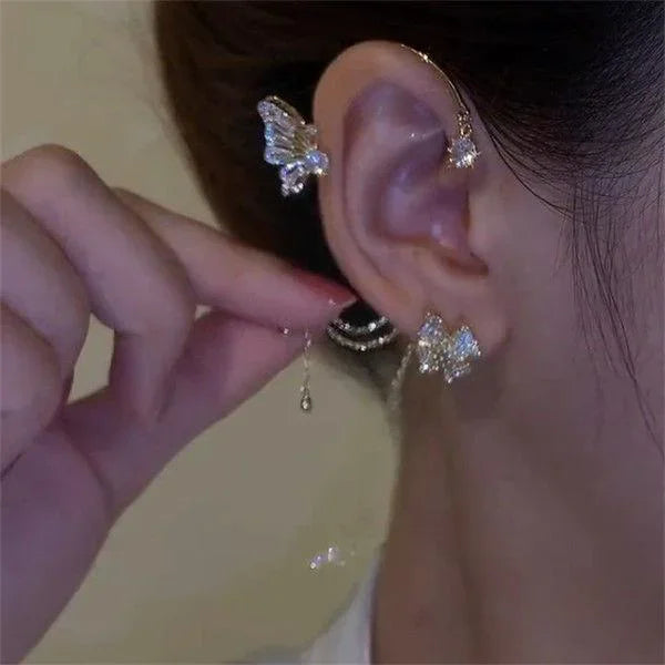 Butterfly Tassel Style Zircon Earrings