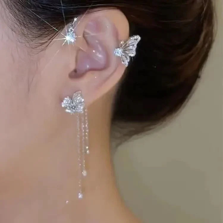 Butterfly Tassel Style Zircon Earrings