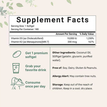 D3 K2 Supplement Softgels